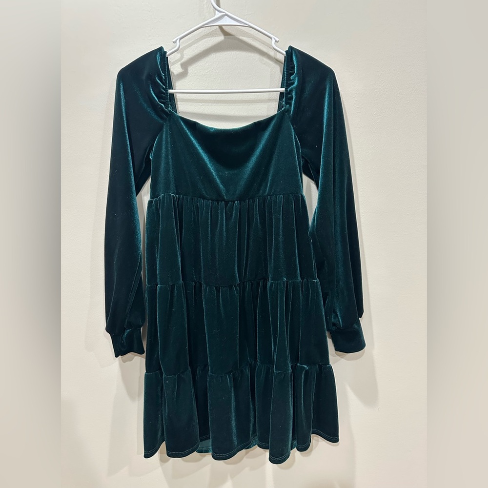 Altar'd State Dress in Deep Green Velvet